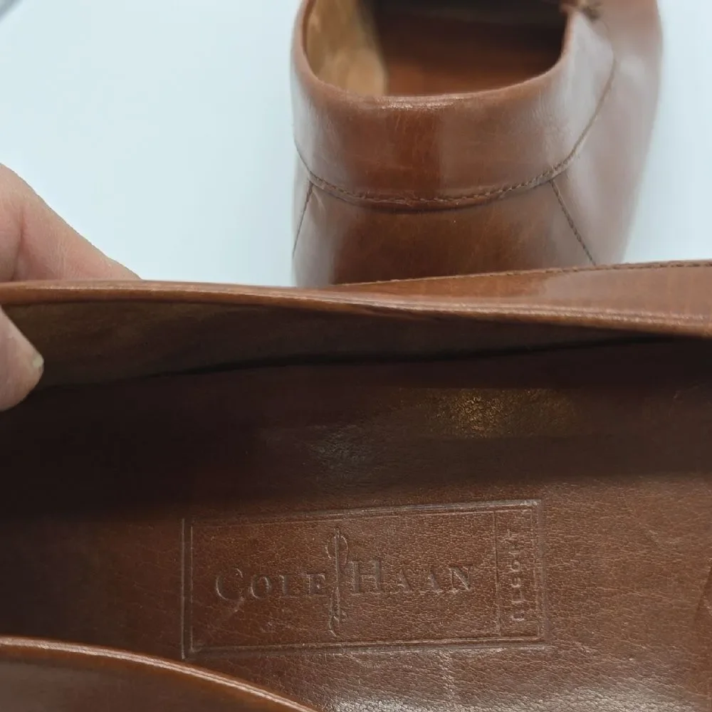 Cole Haan Tan Woven Leather Slip-On Loafers